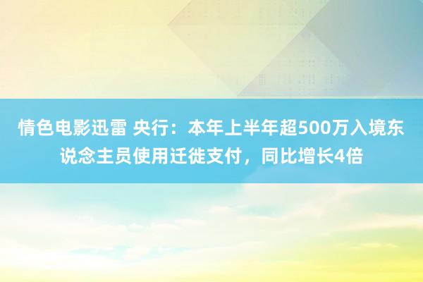 情色电影迅雷 央行：本年上半年超500万入境东说念主员使用迁徙支付，同比增长4倍