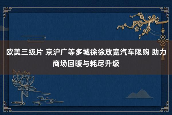 欧美三级片 京沪广等多城徐徐放宽汽车限购 助力商场回暖与耗尽升级