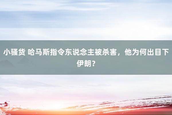 小骚货 哈马斯指令东说念主被杀害，他为何出目下伊朗？