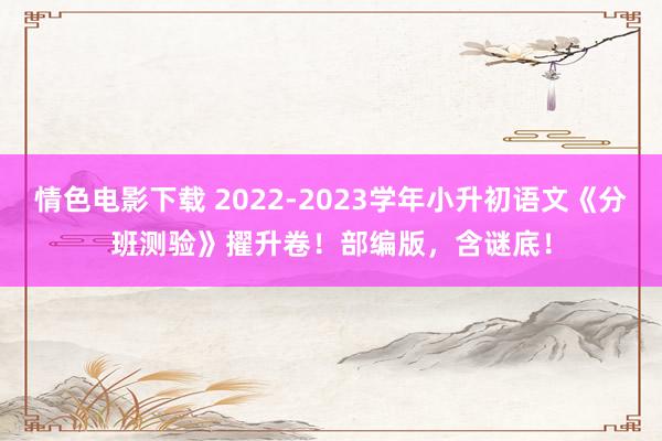 情色电影下载 2022-2023学年小升初语文《分班测验》擢升卷！部编版，含谜底！