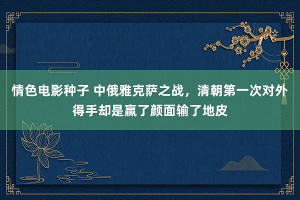 情色电影种子 中俄雅克萨之战，清朝第一次对外得手却是赢了颜面输了地皮