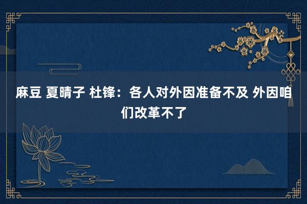 麻豆 夏晴子 杜锋：各人对外因准备不及 外因咱们改革不了