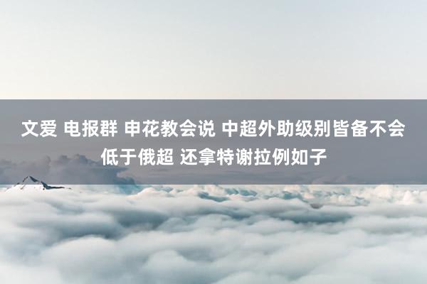 文爱 电报群 申花教会说 中超外助级别皆备不会低于俄超 还拿特谢拉例如子