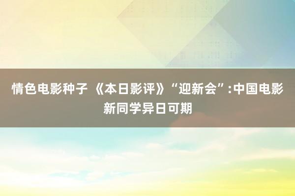 情色电影种子 《本日影评》“迎新会”:中国电影新同学异日可期